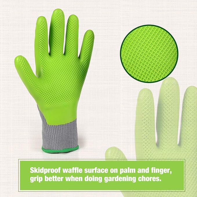 WORKPRO 6 Pairs Garden Gloves, Work Glove with Eco Latex Palm Coated, Working Gloves for Weeding, Digging, Raking and Pruning(M)