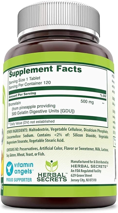 Herbal Secrets Bromelain Supplement 500 Mg (120 Count)