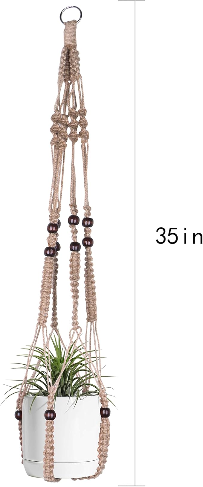 Macrame Plant Hanger Indoor Hanging with Wood Beads Macrame Planters No Tassel for Indoor Outdoor Boho Home Decor 35 Inch (Brown, 1pc)