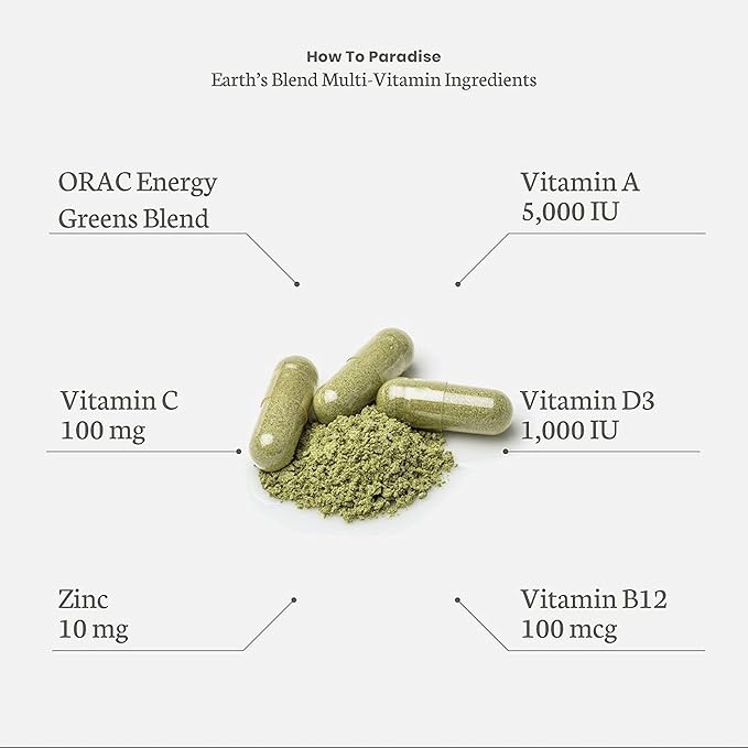Paradise Herbs, Earth's Blend, Multivitamin, 48 Organic B12, C, K2, Daily 60