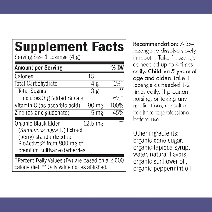 Nature's Way Sambucus Zinc Lozenges 24 Lozenges