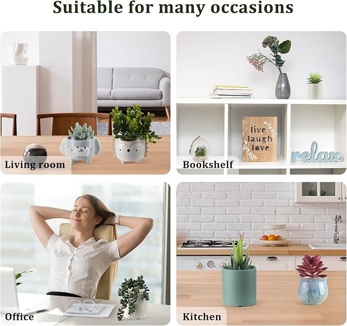 Therwen 32 Pcs Summer Artificial Succulents Plants Fake Realistic Faux Succulents Fake Plant Artificial Plant Home Decor for Outdoor Indoor Garden Office Summer Decorations