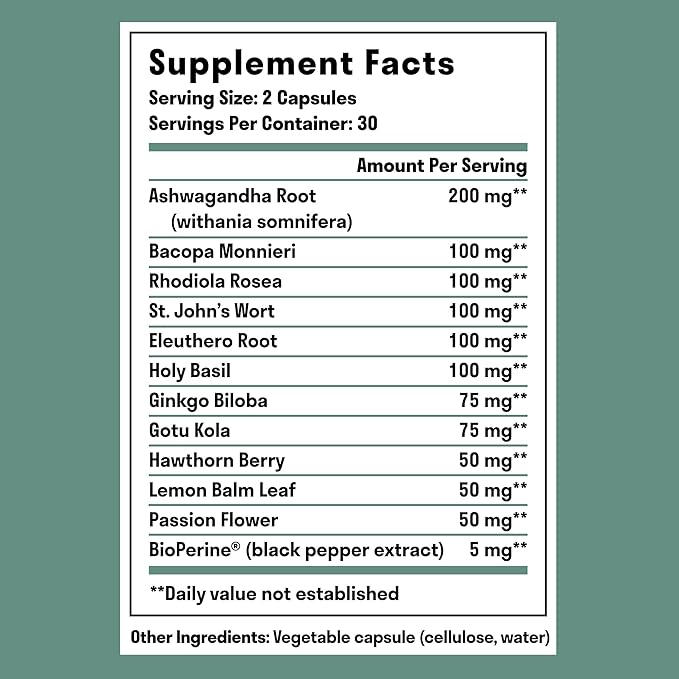 Plant-Based Supplement - Natural Adaptogenic Booster 12 Herbs