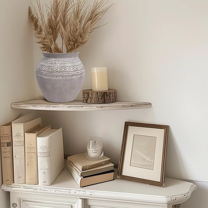 Quoowiit Ceramic Rustic Farmhouse Vase, Distressed Flower Vase for Home Decor, Boho Decorative Vases for Centerpiece Table Decorations, Vases for Living Room Kitchen Entryway Mantle Shelf Decor