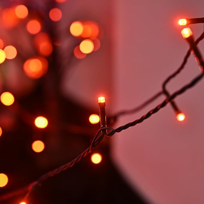 300 LED Halloween Lights, 118FT Waterproof Halloween String Lights, Orange Halloween Lights Outdoor with 8 Lighting Modes for Halloween Outdoor Party Yard Garden Decoration