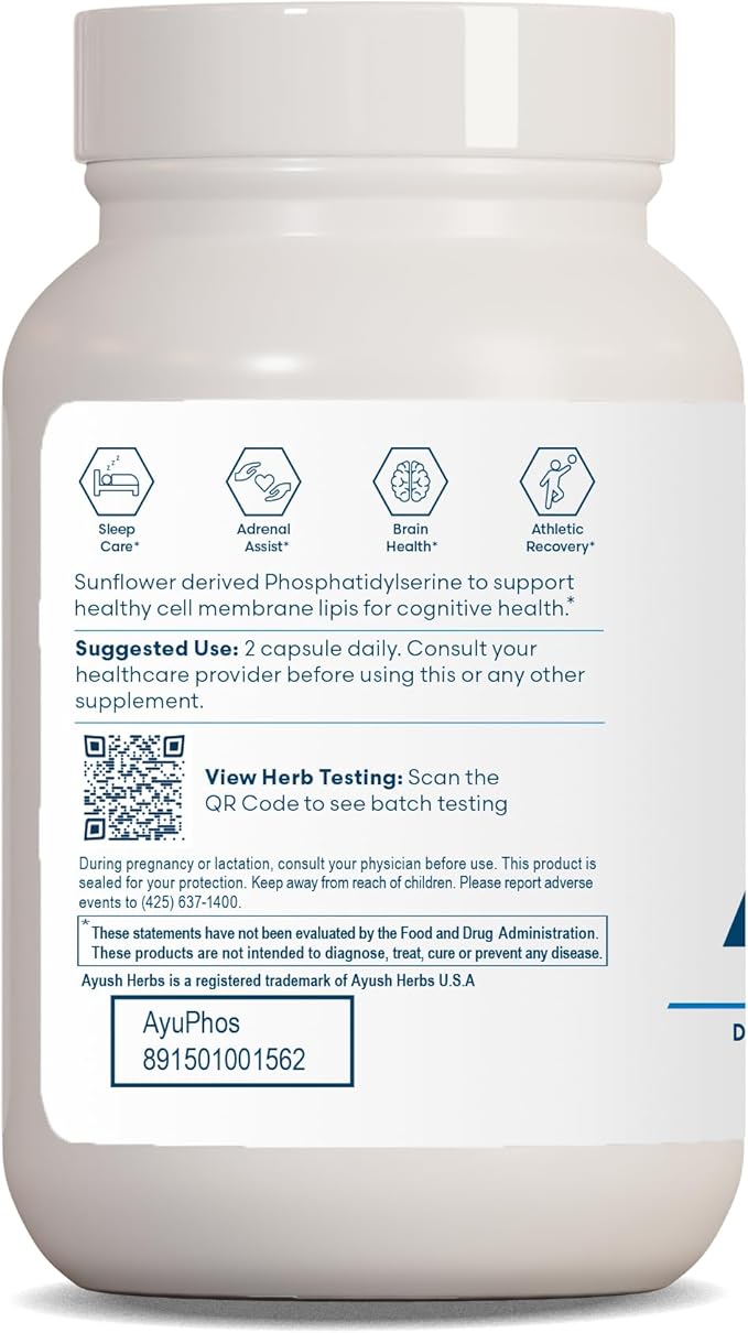 Ayush Herbs AyuPhos, Soy-Free Phosphatidylserine Brain 90 Vegetarian