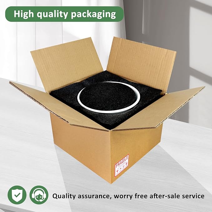 8 Inch Plant Pot, Ceramic Planter with Drainage and Saucer, Ceramic Pots for Plants, Indoor Plant pots,Ceramic Flower pots(Dark Gray+White)