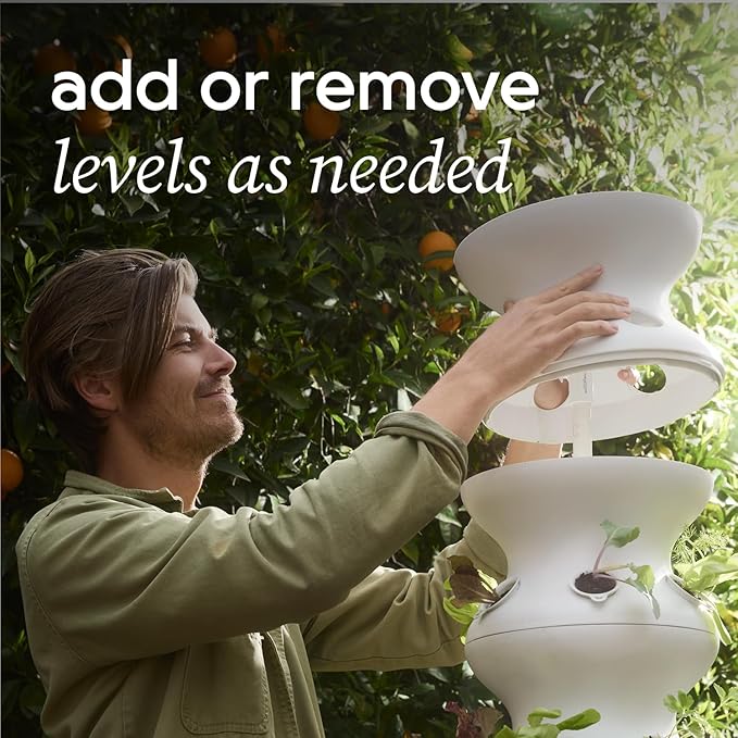 Farmstand Starter Kit + 24 Seedling Credit | Medium Hydroponic Growing System Kit | Self-Watering Outdoor Vertical Garden Planter Tower | 4ft 10in | Made in USA