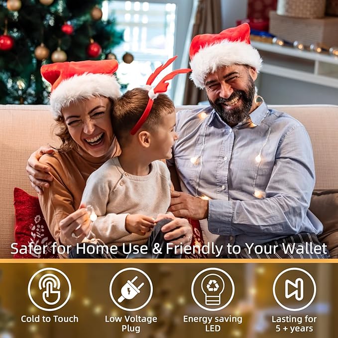 120 LED String Lights 40ft, 8 Lighting Modes Plug in Fairy String Lights for Bedroom Classroom Patio Garden Wedding Party Christmas Tree Outdoor Indoor Decorations Warm White