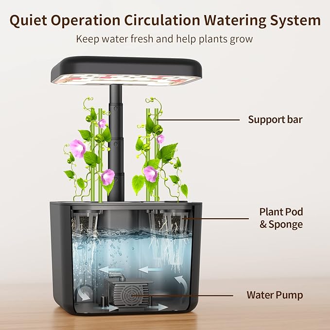 Ahopegarden Hydroponics Growing System kit Indoor Herb Garden with Grow Light, 4 Pods Plant Germination Kit Herb Vegetable Flower Growth Countertop Grower Harvest Fresh Veggie Lettuce(No Seeds)