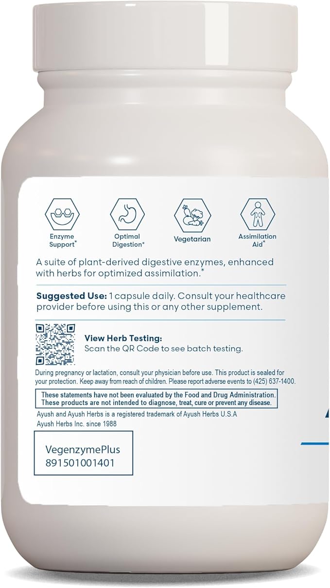 Ayush Herbs Vegenzyme Plus, Plant Based 90 Vegetarian