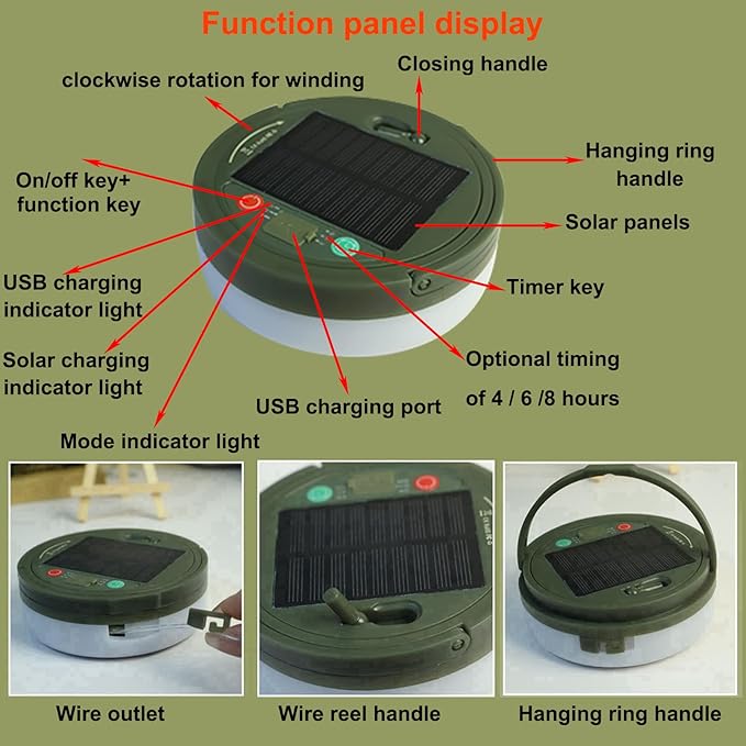 Solar Camping String Lights, 4 in 1 Remote Control Light, Outdoor Lantern Retractable Light 10 Lighting Modes, Solar Powered and USB Charging, Portable Multicolor&Warm White for Decorations