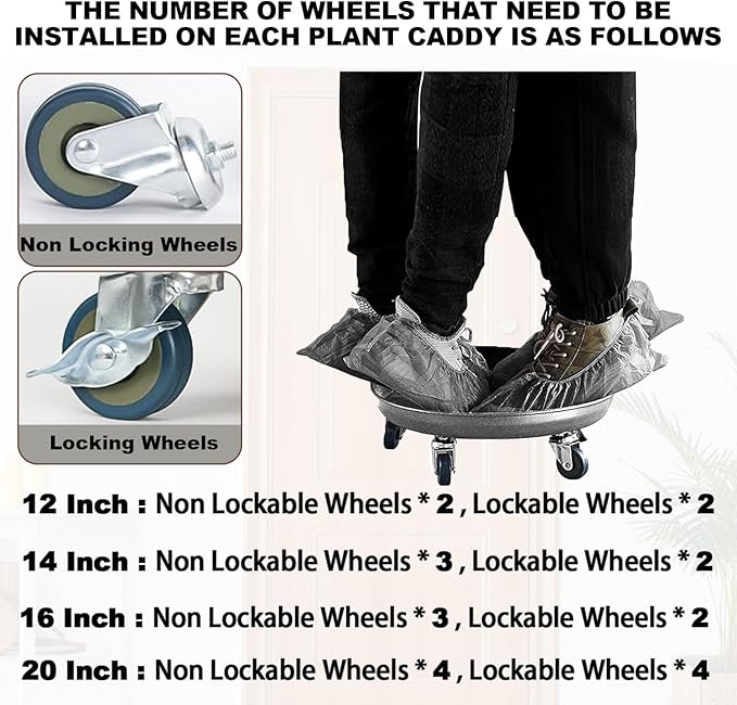 Heavy Duty Plant Caddy with Wheels 14 Inch, 360° Caster, Outdoor Rolling Plant Dolly That is Not Easily Rusted, Indoor Metal Plant Cart with Rollers, Plant Pot Trolley, Silver 3 Pack