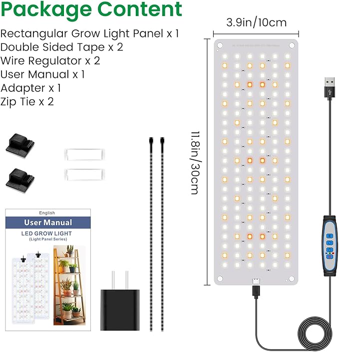 Grow Lights for Indoor Plants, Full Spectrum Under Shelf Plant Lights for Growing Small Plants, Light and Thin 138 LED Plant Grow Lamp Panel with 6/12/16H Timer, 3 Light Modes, 5 Dimmable