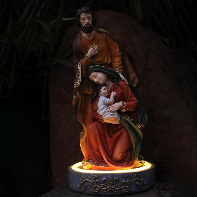 Jesus Statue Outdoor Decor Solar Lights, Religious Garden Statue, Blessed Father Outdoor Figure for Home/Garden Decor, Gift for Men/Father(11.22” H)