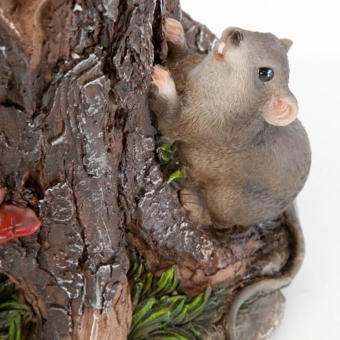 Bits and Pieces - Cat & Mouse Garden Statue- Outdoor Kitten on a Stump Sculpture - 17" Polyresin Home Décor Weather Resistant Lawn Ornament