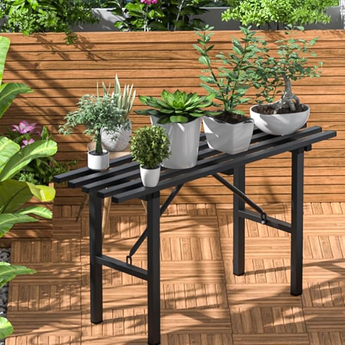 Premium Aluminum Plant Stand - Home Decor & Outdoor Garden Solution with 300 LBS Capacity, L37.8 x W11.4 x H19.7 inch