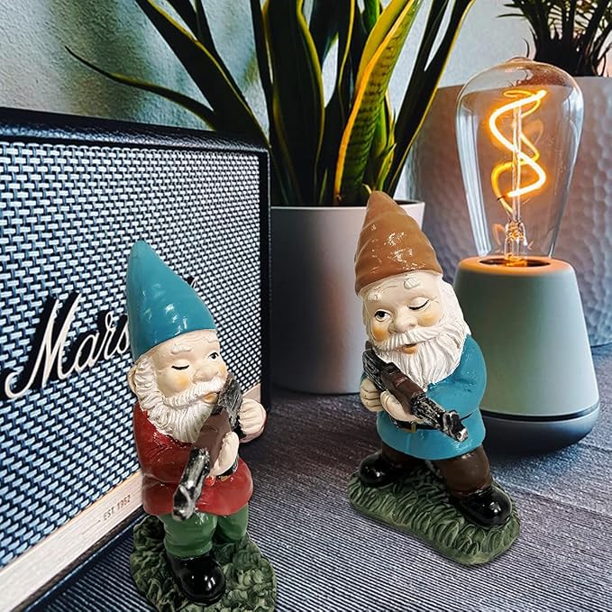 3Pcs Military Soldier Garden Gnomes with Guns AK47, Funny Army War Combat Defender Gnome Statue Figurines, Indoor Outdoor Patio Yard Lawn Desktop Ornament Decor,Valentine's Day Men Gift