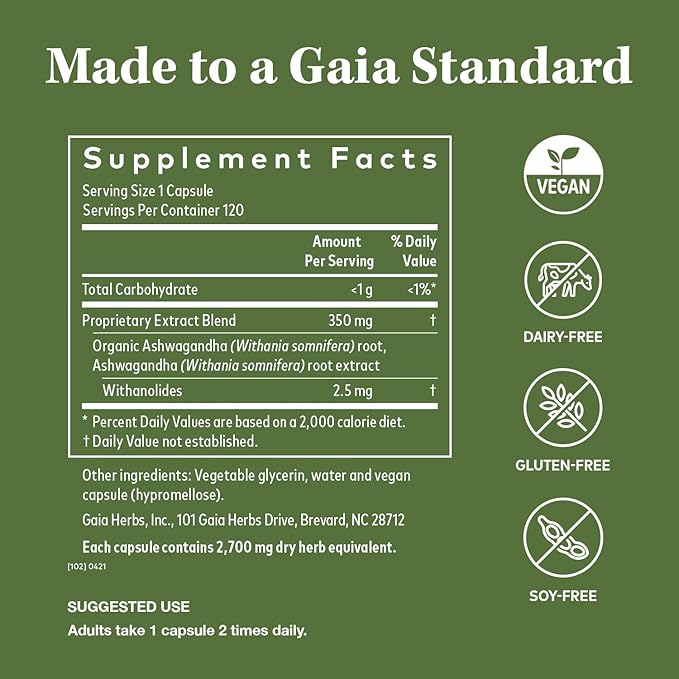 Gaia Herbs, Ashwagandha Root Vegan Liquid 120 Ct 1)