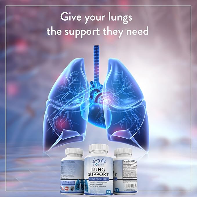 Lung Support Dietary Supplements Herbal Breathing 10 Active 60 Capsules