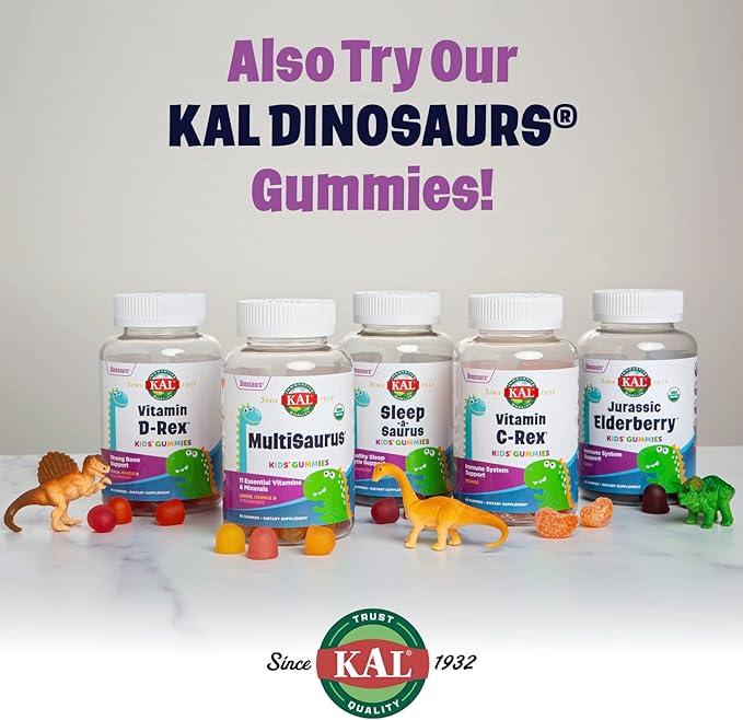 KAL Kids Zinc Elderberry Dinosaurs, Immune 90 Servings, 90 Micro