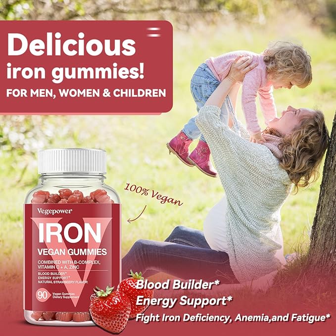 Iron Gummies Supplements for Women & Kids 90 Count