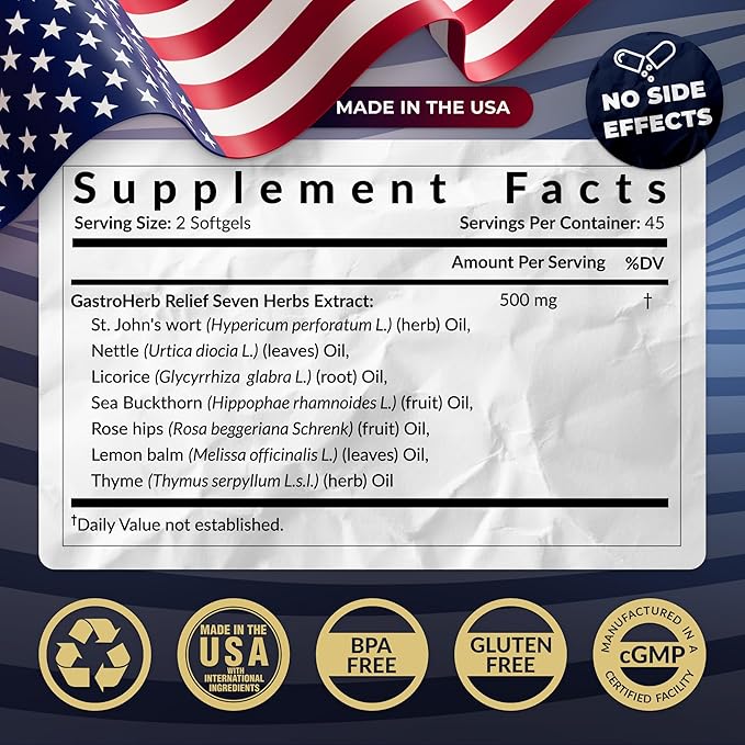 Gastroherb Relief 7 Herbs Extract 90 Softgels