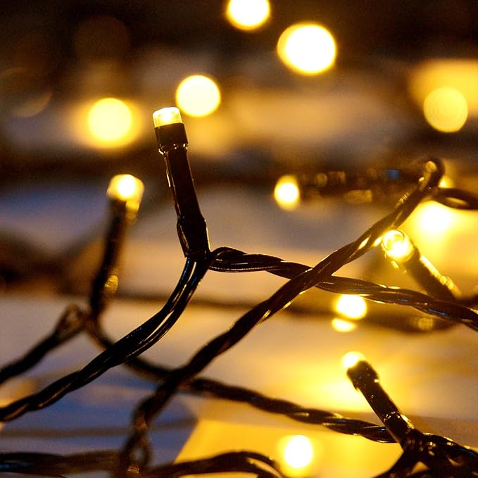 2 Pack 240 LED Solar String Lights for Outside, Total 110FT Outdoor Solar String Lights, Waterproof Solar Powered String Lights Outdoor with 8 Modes for Garden Tree Patio Wedding Party (Warm White)