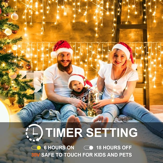 98FT 900LED F8 Upgraded Christmas Lights Decorations - 8 Modes Waterproof Outdoor Fairy String Lights With Memory and Timer - Plug-in for Holiday, Party, Wedding, Home, Roof