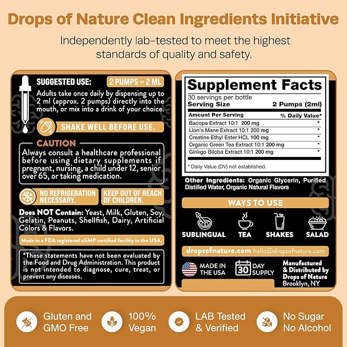 Creatine & Bacopa Liquid Drops 60mL)