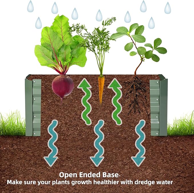 8x2x1ft Metal Raised Garden Bed Kit,Galvanized Garden Bed Box for Vegetables, Flowers, Herbs, and Succulents,120 Gallon Capacity - Green