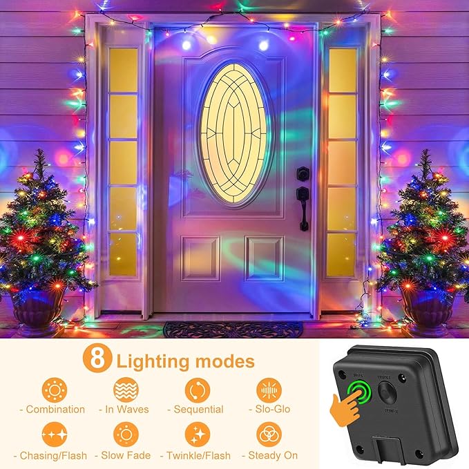 2 Pack Solar for Outside, Each 79Ft 240 LED Solar Lights Outdoor, 8 Modes Waterproof Solar Powered Twinkle Lights for Backyard Patio Tree Party Garden Decoration, Multicolor