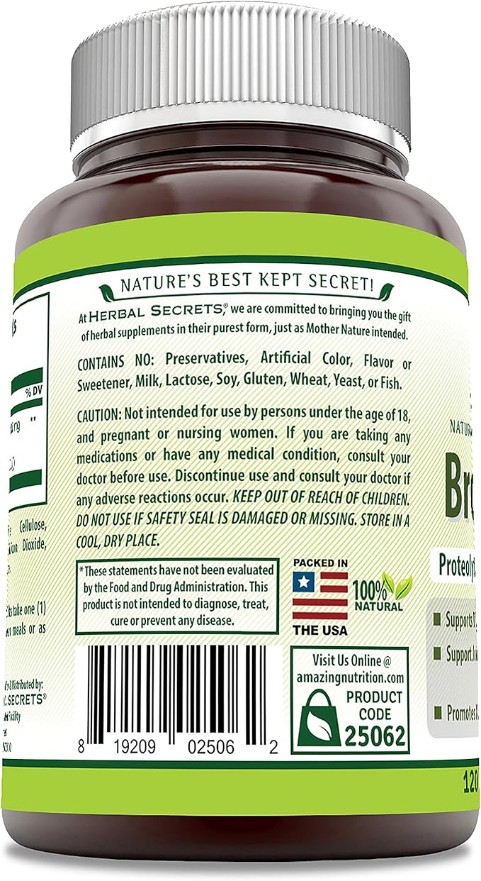 Herbal Secrets Bromelain Supplement 500 Mg (120 Count)