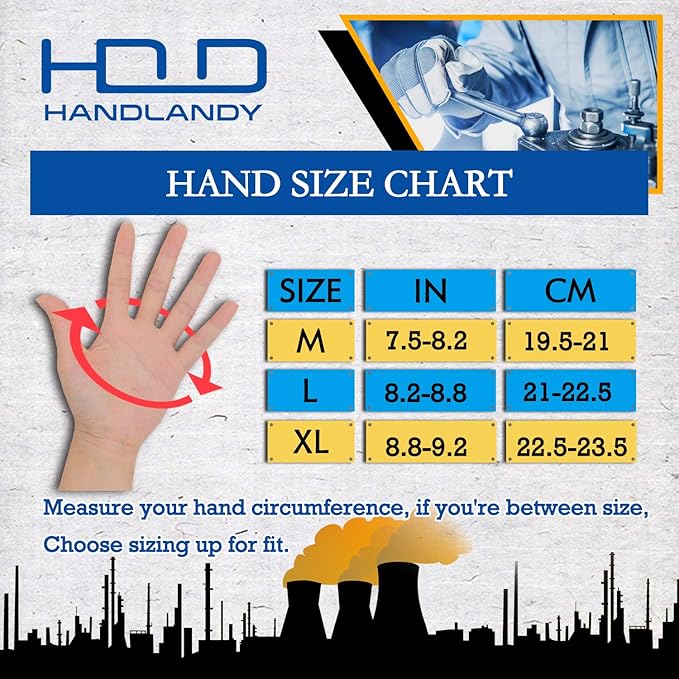 HANDLANDY Men Leather Gardening Gloves, Utility Work Gloves for Mechanics, Construction, Driver, Dexterity Breathable Design