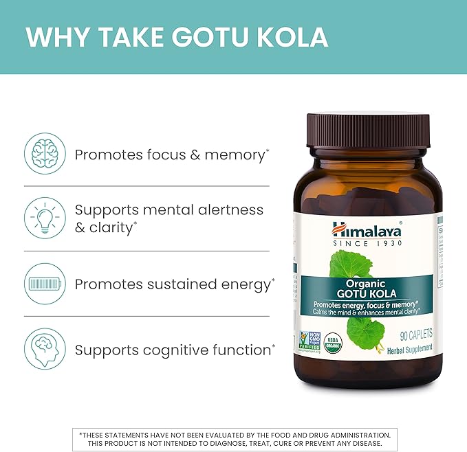 Himalaya Organic Gotu Kola, Herbal Supplement 90 Plant-Based 45 Day