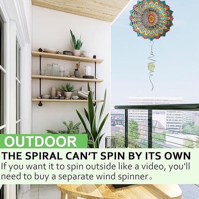 Glow Gazing Ball Spiral Tail Wind Spinner,Decorative Wind Spinner 11inch Tail and 2 inch Glass Orb. Indoor Outdoor Wind Spinner Tail Sun Catcher Garden Decoration-13 inch Height