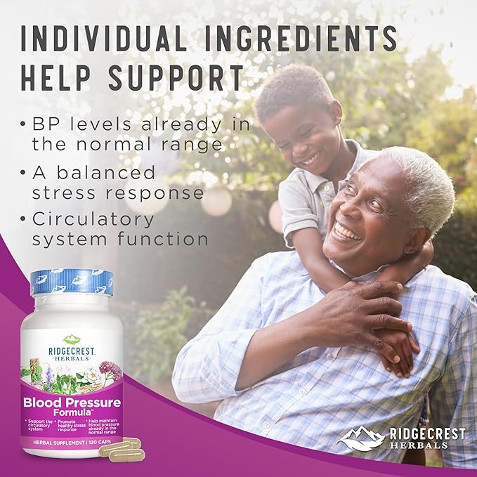 RidgeCrest Herbals Blood Pressure Herbal Formula, 12 Herbs, (120 Count)