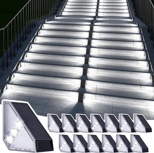 JSOT Solar Step Stair Lights Outdoor Waterproof for Yard Lighting Decor, 14 Pack Solar Powered Deck Fence Lights Outside, Solar Garden Lights for Backyard, Front Porch Step, Balcony, Wall, Patio