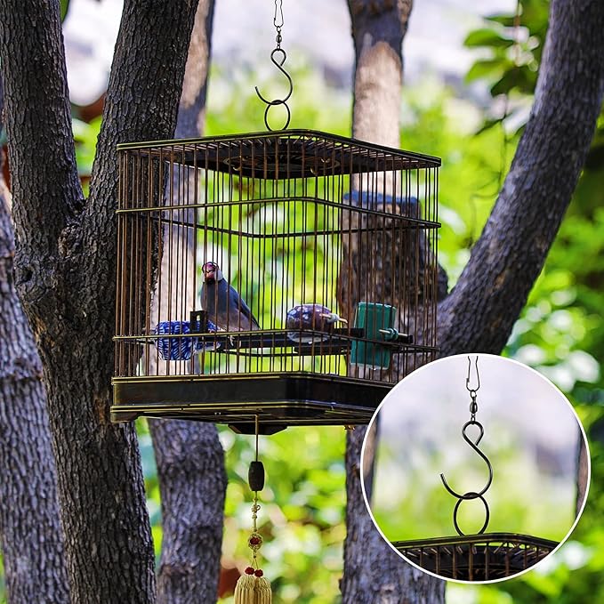 Jetec Wind Spinner Swivel Hooks 360 Degree Dual Spinning Windsock Chime Supplies Hanger Swivels Clip Hanging Hooks with Storage Box for Wind Spinners Supply, 2 Styles (Black,30 Pieces)