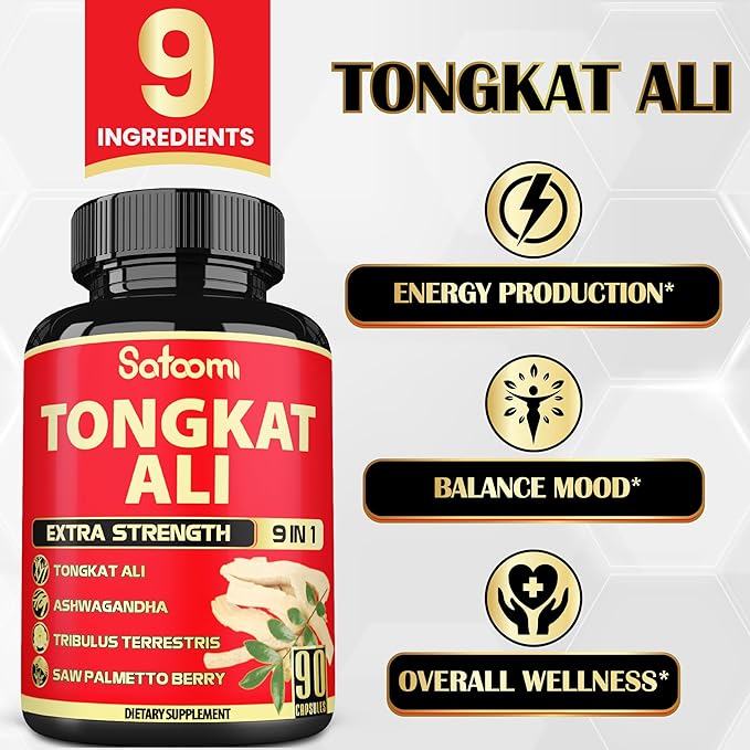 Satoomi Tongkat Ali Root Extract 200 9 Herbs 90 Capsules 3 Month