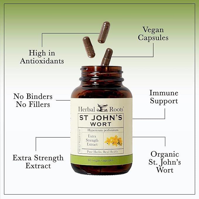 Herbal Roots St Johns Wort Capsules 450 mg 60 Vegan