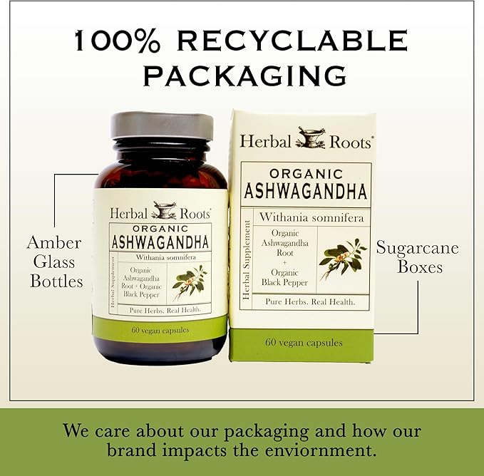 Herbal Roots Ashwagandha Capsules 1,000mg per 60 Vegan