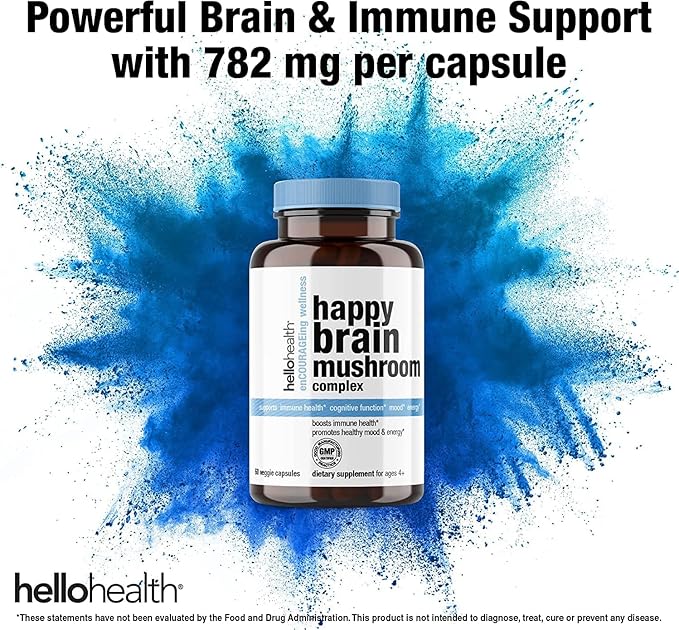 Happy Brain Mushroom Complex Nootropics Brain 10 Mushroom 60ct. 4pk 4pk