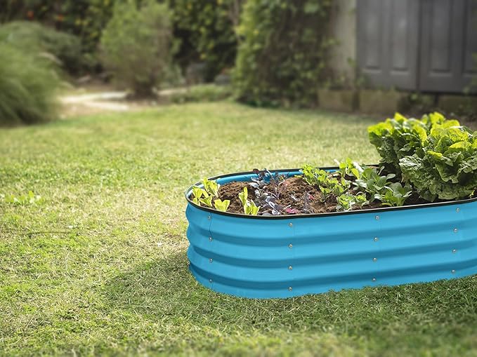 Galvanized Raised Garden Beds Outdoor // 4×2×1 ft Planter Raised Beds for Gardening, Vegetables, Flowers (Teal) // Large Metal Garden Box