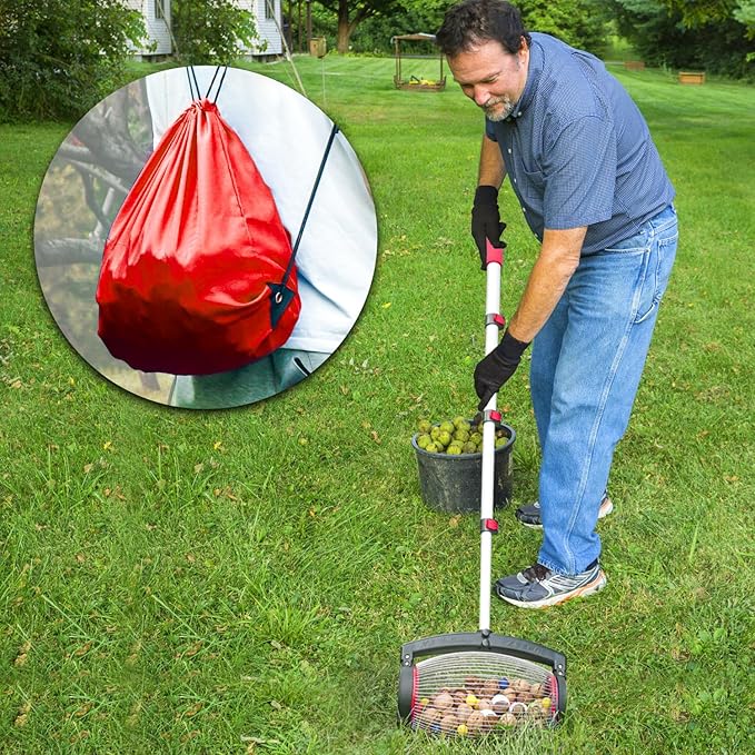 Zozen Nut Gatherer, Walnut Picker Upper Roller, Pinecone Picker Upper - Side Opening Dump | Apply to Walnut, Pecan, Hickory, Chestnuts, Buckeyes, Golf, Crab Apple Objects Size 1'' to 2.5''; 1.5 Gallon