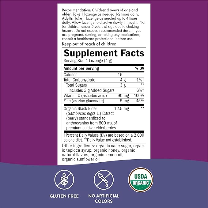 Nature's Way Sambucus Zinc Lozenges 24 Lozenges
