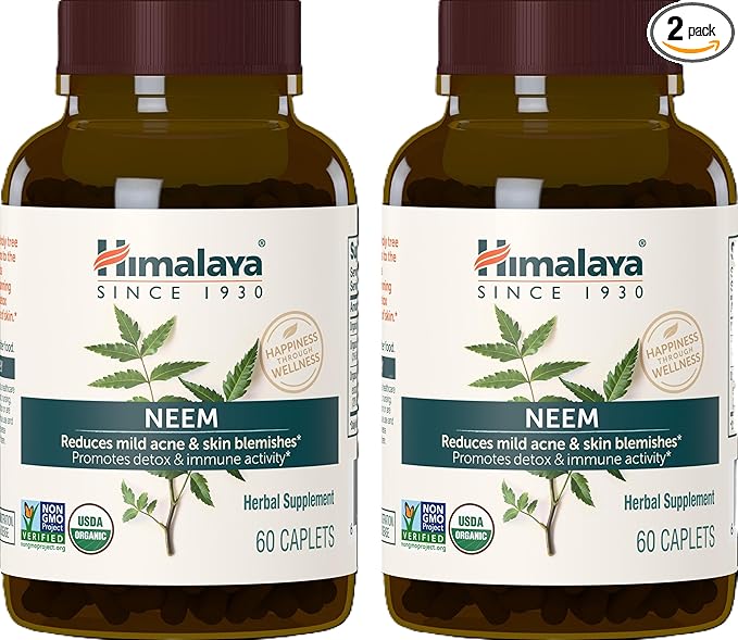 Himalaya Organic Neem Herbal Supplement, 600 mg, 60 Plant 2 Pack