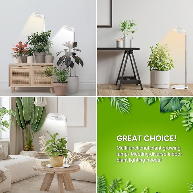 Grow Lights for Indoor Plants, 80 LEDs Full Spectrum Plant Lights for Indoor Growing with 2 Mounting Options, 6H 12H 16H Timer, 3 Spectrum Modes, 37 in Height Adjustable Grow Lamp, 2 Pack