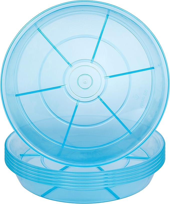 2 Pack Plant Saucer Drip Tray 13 14 inch, Large Heavy Sturdy Plastic Planter Flower Pot Saucers for Indoor Outdoor Garden, Plant Water Drip Trays for pots (14" 2Pack, Blue)