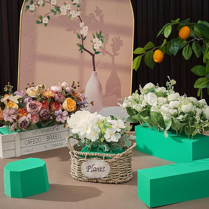 Lallisa 8 Pcs Reusable Floral Foam Blocks 9 x 3 x 3 Water Weather Resistant Dry Floral Foam for Artificial Flower Arrangements Outdoor Flower Boxes Outside Hanging Planters Wedding Home Decor (Green)